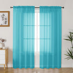 Gwine Turquoise Sheer Curtains 72 Inches Long 2 Panels Set by Gwine