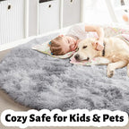 Amdrebio Tie-Dyed Light Grey Round Area Rug 4Ft - Image 4