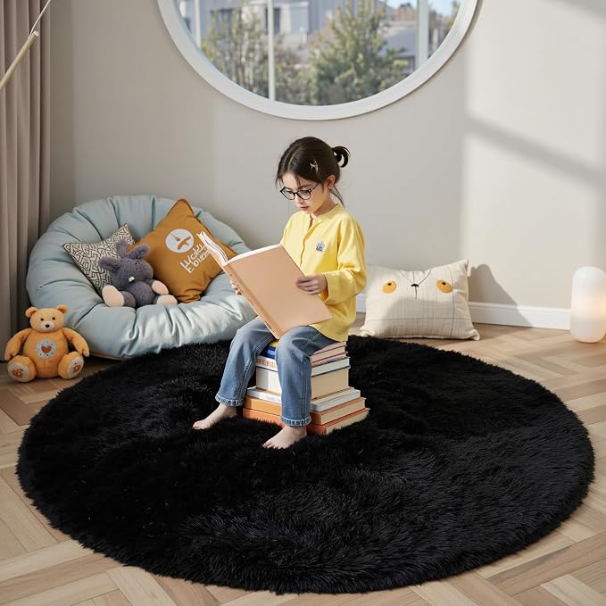 Super Soft Circle Rugs for Girls Princess Castle Toddlers Play Tent 3 Diameter - Image 3