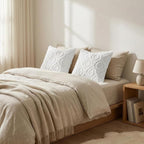 decorUhome Throw Pillow Covers 26x26 Inch Set of 2, Soft Plush Faux Wool White - Image 5