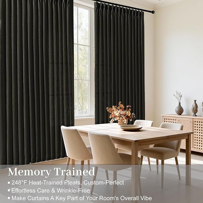 IVAPUPU Black Pinch Pleated 84 Inch Curtains - Image 3
