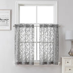Lecloud Leia Charcoal Grey Sheer Kitchen Curtains 36 Inch Length 2 Panels by Lecloud