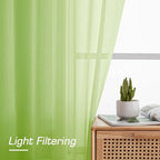 OWENIE Lime Sheer Curtains for Bedroom Living Room 54 Inch Length 2 Panels Set - Image 4