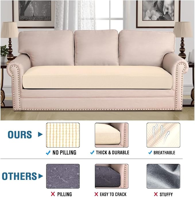 H.VERSAILTEX Super Stretch Individual Seat Cushion Covers Sofa Covers Couch - Image 2