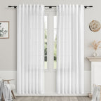 Nanspring White Semi Sheer Linen Curtains 88 Inch Length by Nanspring