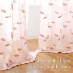 HOMEIDEAS Blush Pink Sheer Curtains 52 X 84 Inches Length 2 Panels Embroidered - Image 6