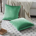 GIGIZAZA Mint Turquoise Velvet Decorative Throw Pillow Covers - Image 5