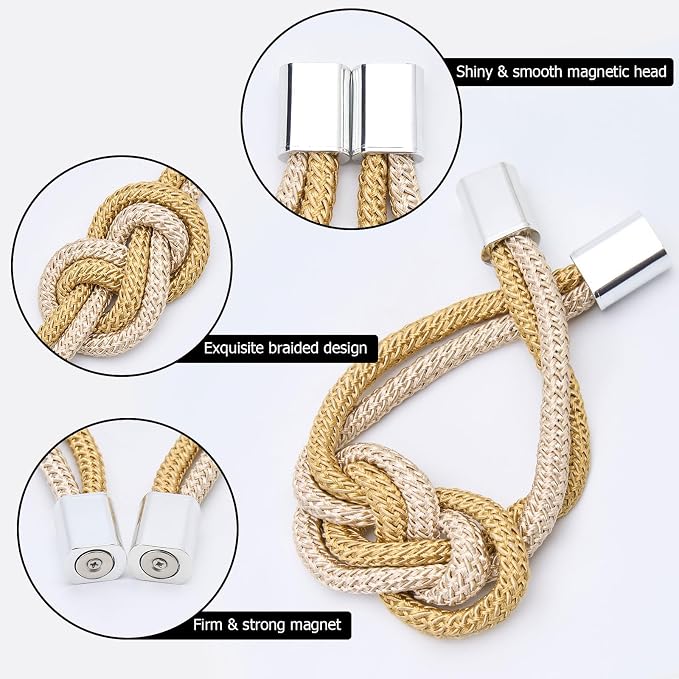 NICEEC 2 Pack Mini Magnetic Curtain Tiebacks Nordic Simple Style Drape Tie - Image 4