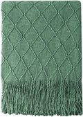 BOURINA Green Throw Blanket 60x80 Inches Throw Textured Solid Soft Sofa Throw by BOURINA