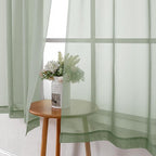 Lecloud Sage Green Sheer Curtains 63 Inch Long 2 Panels, Elegant Voile Drapes - Image 6