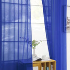 SpaceDresser Basic Rod Pocket Sheer Voile Window Curtain Panels Sapphire 1 Pair - Image 3