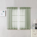 OVZME 2 Panels Window Sage Green Sheer Curtains 42" x 45" Inches by OVZME