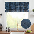 jinchan Ruffled Valance Curtain Slubbed Crossed Kitchen Valance Vintage - Image 2