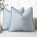MIULEE Decorative Linen Euro Sham Pillow Covers 26x26 Light Blue Boho by MIULEE