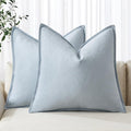 MIULEE Decorative Linen Euro Sham Pillow Covers 22x22 Inch Light Blue Boho by MIULEE