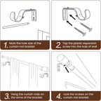 1” Diameter Curtain Rods Itself is 30 to 60 inch 2 Pack Fit 30-54 inch Window - Image 5