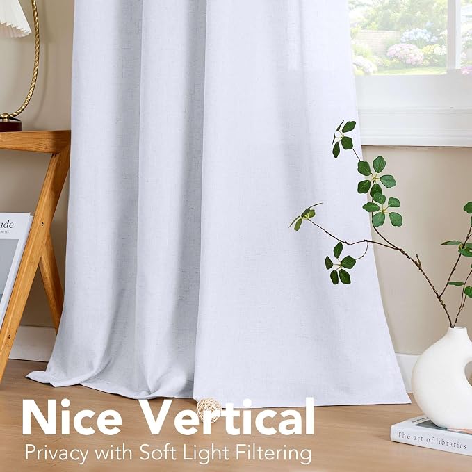 H.VERSAILTEX Living Room Linen Semi Sheer Curtains Nickel Grommet Curtains - Image 7
