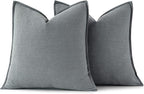 MIULEE Decorative Linen Euro Sham Pillow Covers 24x24 Gray ​Boho Farmhouse​ - Image 6
