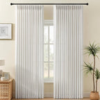 Pinch Pleated Linen Curtains 90 Inches Long 2 Panels by IVAPUPU