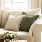 MIULEE Olive Green Corduroy Decorative Euro Sham Pillow Covers 24x24 Inch - Image 2