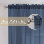 Lecloud Navy Blue Sheer Curtains 90 Inches Long 2 Pcs, Soft Airy Light - Image 6