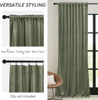 RYB HOME Sage Green Velvet Curtains 72 inches Length - Image 2