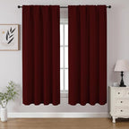 CUCRAF Burgundy Red Blackout Curtains 54 inch Length 2 Panels Set, Rod Pocket by CUCRAF