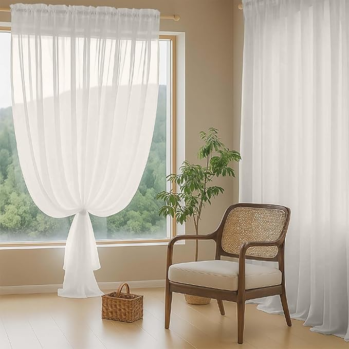 Extra Wide Ivory Sheer Curtains - Image 8