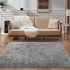 Faux Fur Area Rug, Indoor Plush Gray Floor Carpets - Image 9