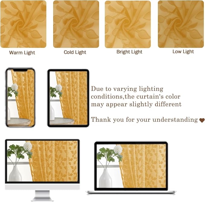 Chyhomenyc Gold Sheer Curtains 54 Inch Length - Image 6