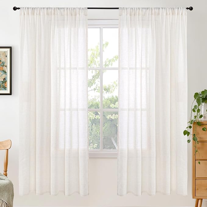 BGment Linen Semi Sheer Curtains 72 Inch Length by BGment