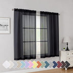 Simplebrand Rod Pocket Top Solid Voile Sheer Curtains by Simplebrand