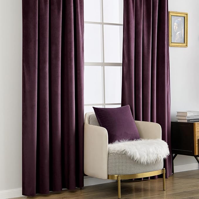 MIULEE Dark Purple Velvet Curtains 108 inches - Image 7