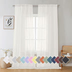Aiyufeng Sheer Ivory Curtains 120 inches 2 Panels Set Extra Long Sheers by Aiyufeng