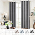 Yakamok Dove Grey 100% Blackout Curtains Grommet Window Treatments - Image 7