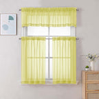 Chyhomenyc Sheer Lemon Tier Curtains 24 Inch Length Set, Small Window Kitchen - Image 2