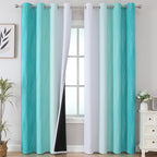 Estelar Textiler Teal and Grayish White Blackout Curtains by ESTELARTEXTILER