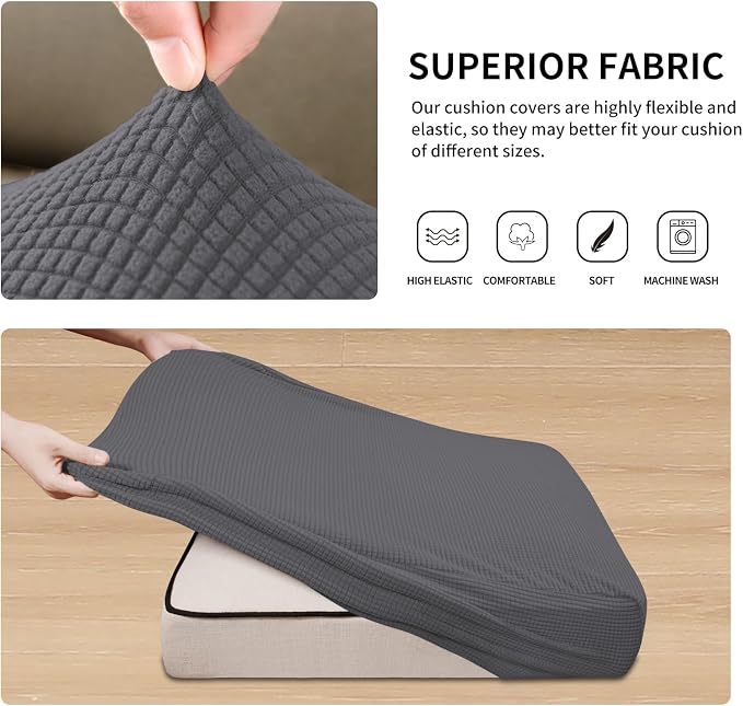 Easy-Going Stretch 4 Pieces Couch Cushion Covers - Image 4