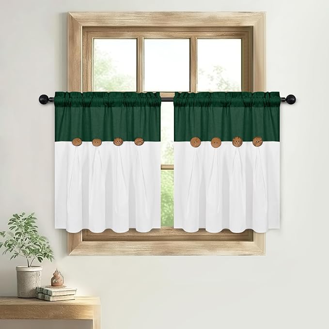 FRAMICS Boho Kitchen Curtains 24 Inch Length, Farmhouse Cotton Linen Tier - Image 5