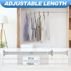 CorkLatta Silver Shower Curtain Rod 31 to 104 Inch, 1 Inch Diameter Adjustable - Image 4