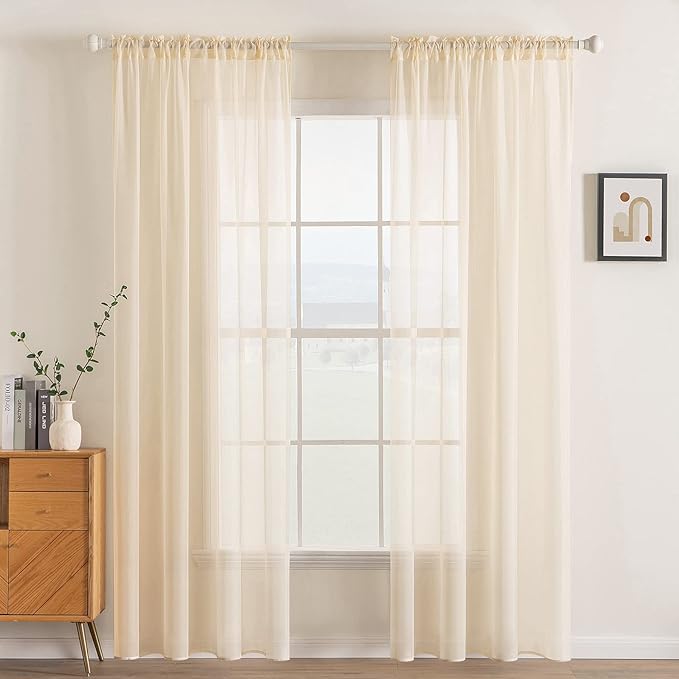 MIULEE Cream Beige Window Sheer Curtains by MIULEE