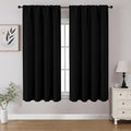 CUCRAF Black Blackout Curtains 45 inch Length 2 Panels Set, Rod Pocket Room by CUCRAF