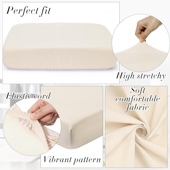 Newwiee Set of 4 Stretch Patio Cushion Covers Sofa Couch Seat Chair Slipcovers - Image 3