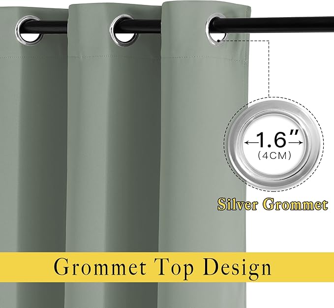 NICETOWN Sage Green 80 inch Doorway Curtains, Thermal Drapes Grommet Privacy - Image 2