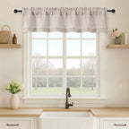 OVZME Valance for Windows, Light Filtering Faux Linen Textured Small Short by OVZME