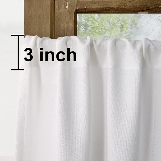 Faux Linen Valance for Windows Kitchen Living Room Valances Rod Pocket - Image 2