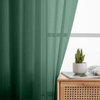 Hunter Green Sheer Curtain for Bedroom Living Room 78 Inches Long 2 Panels Set - Image 6