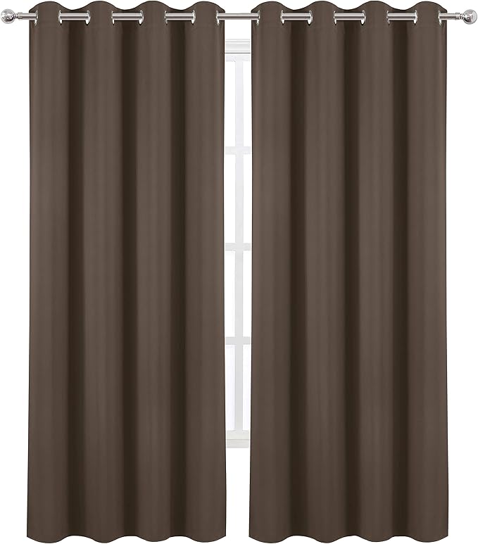 LEMOMO Chocolate Brown Thermal Blackout Curtains/52 x 95 Inch/Set of 2 Panels - Image 2