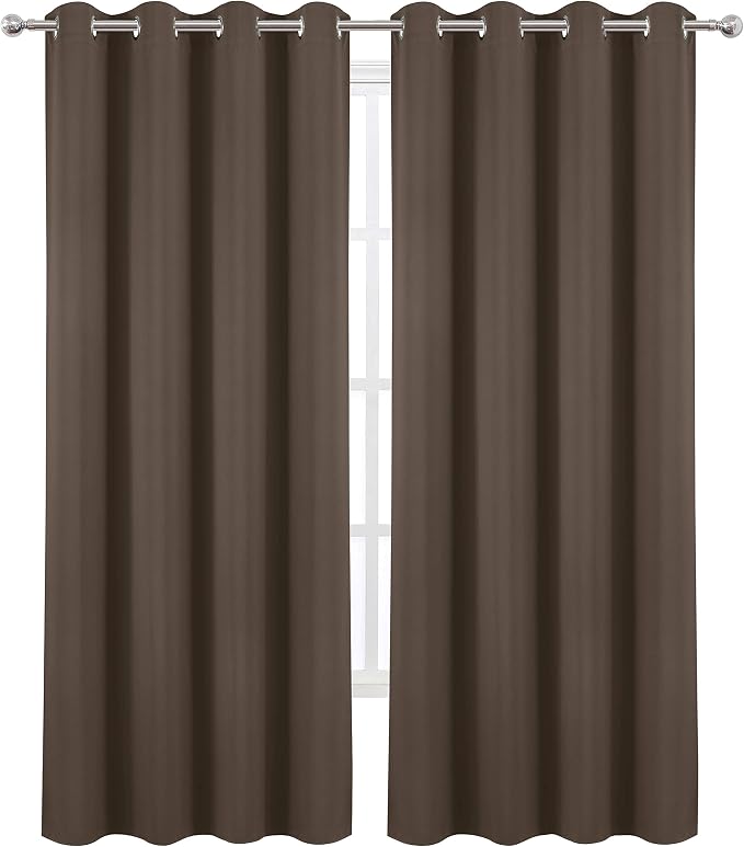 LEMOMO Chocolate Brown Thermal Blackout Curtains/52 x 84 Inch/Set of 2 Panels - Image 2