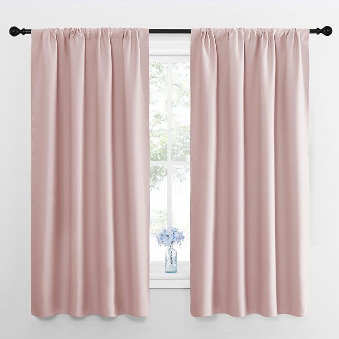 NICETOWN Blackout Curtains for Living Room, Blush Pink, 2 Panels, 42 by 63 by NICETOWN